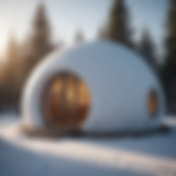 Architectural design of an igloo doghouse showcasing unique igloo shape