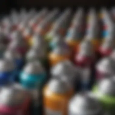 High-Quality Spray Paint Options Close-up of high-quality spray paint cans with vibrant colors