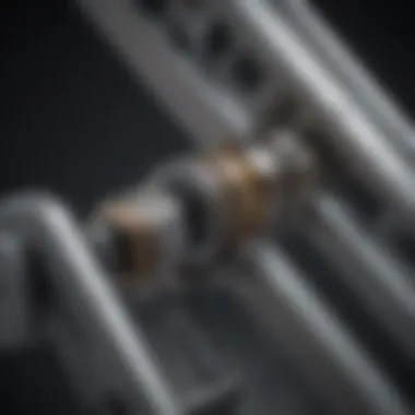 Locking Mechanism of a Telescoping Ladder Close-up of the locking mechanism of a telescoping ladder