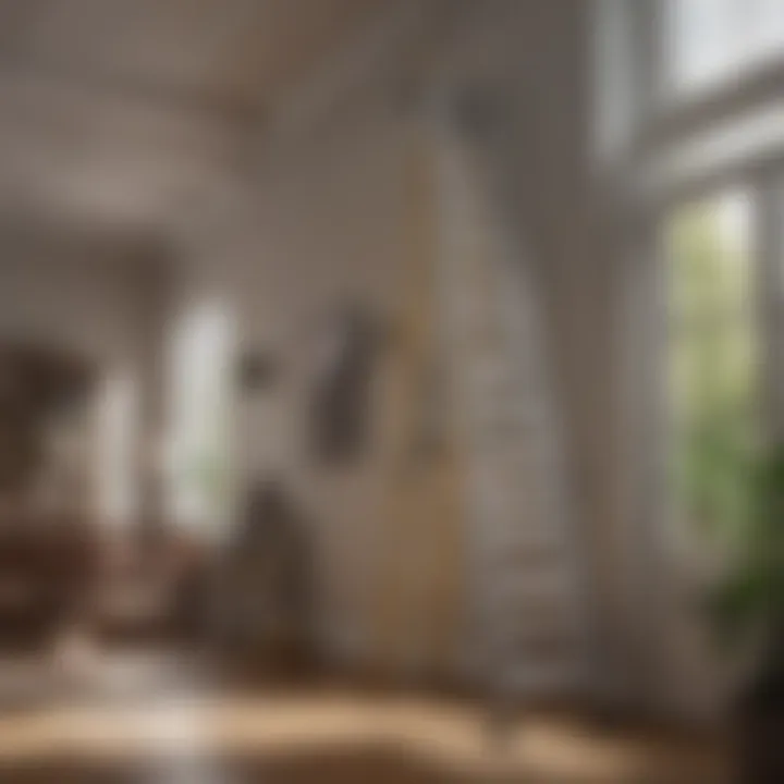User safely utilizing a telescoping ladder for home maintenance