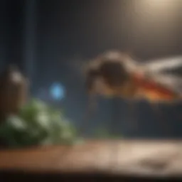 UV light mosquito killer emitting bright light