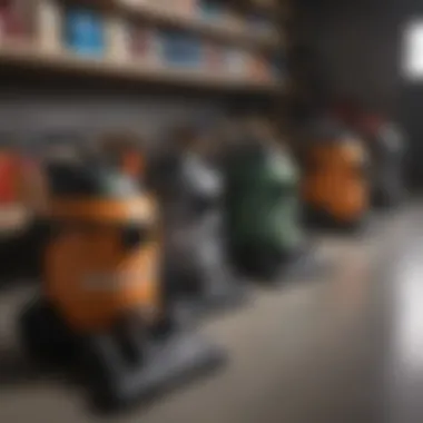 Different types of shop vacs displayed side by side for comparison.