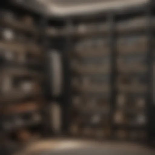 Elegant custom shelving design in a modern closet.