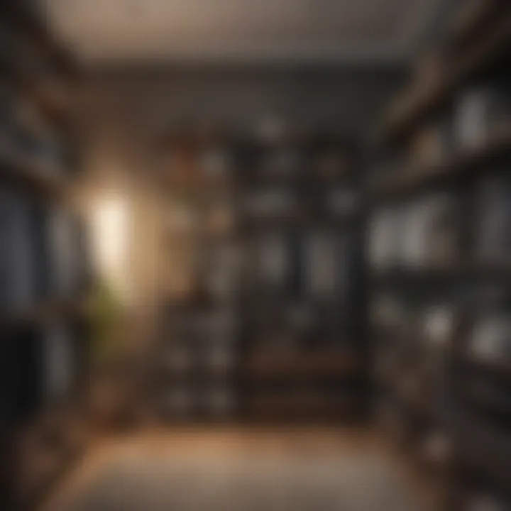 Organizational strategies displayed through smart shelving arrangements.