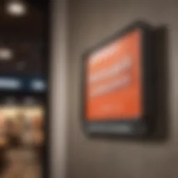 A pigtail sign holder displaying various signage options