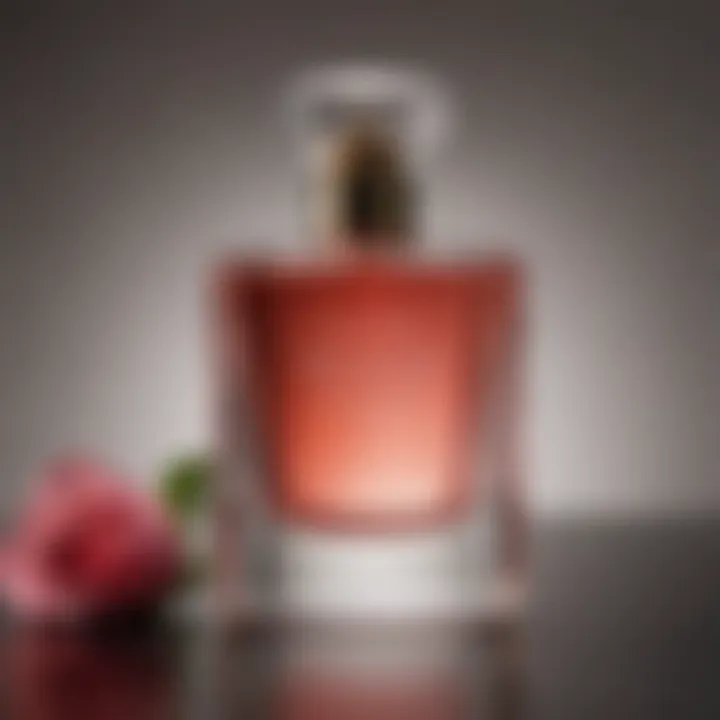 Elegance of Meyers Rose in Fragrance A luxurious perfume bottle elegantly designed, infused with Meyers rose scent.