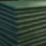 Durable green corrugated plastic sheets stacked for versatility