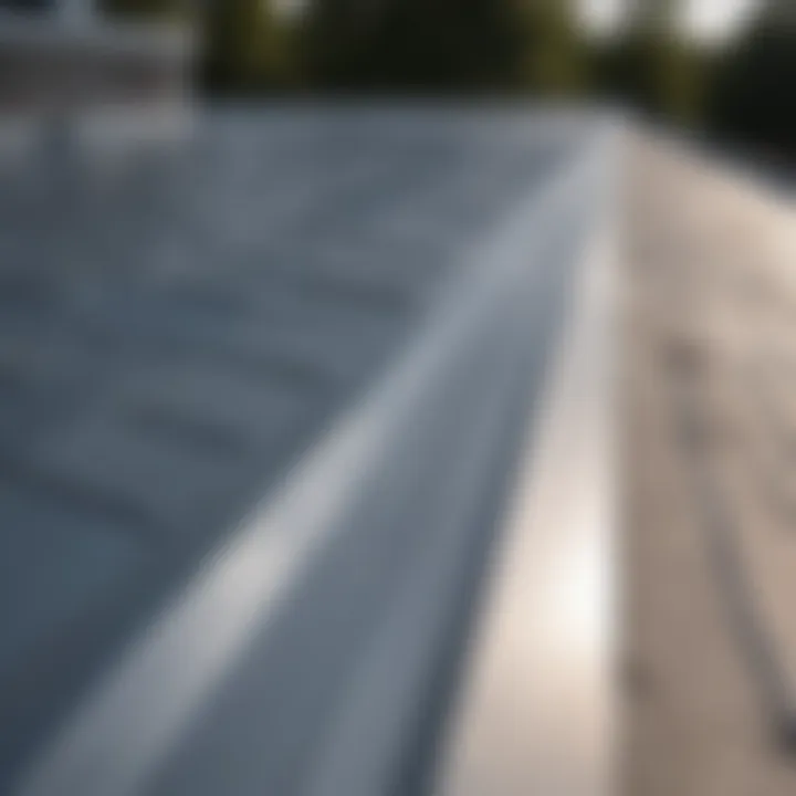 Thick aluminum flashing installed on a roof edge, highlighting its protective capabilities