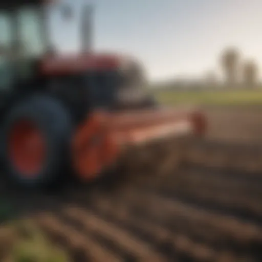 Optimizing Soil Cultivation Tiller at Work in Lush Field