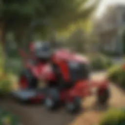 Troy Bilt Riding Mower with Tiller Attachment in Action