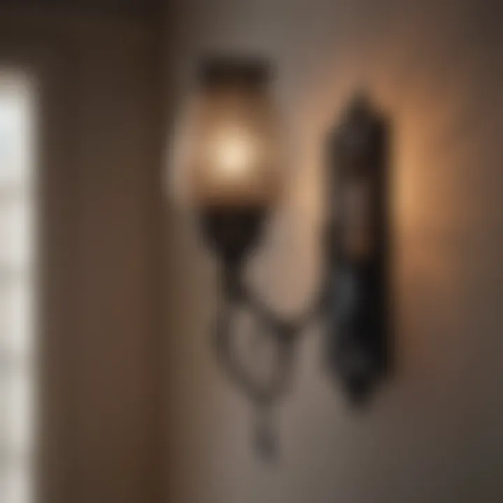 Modern Elegance Timeless elegance of a black lantern sconce in a modern setting