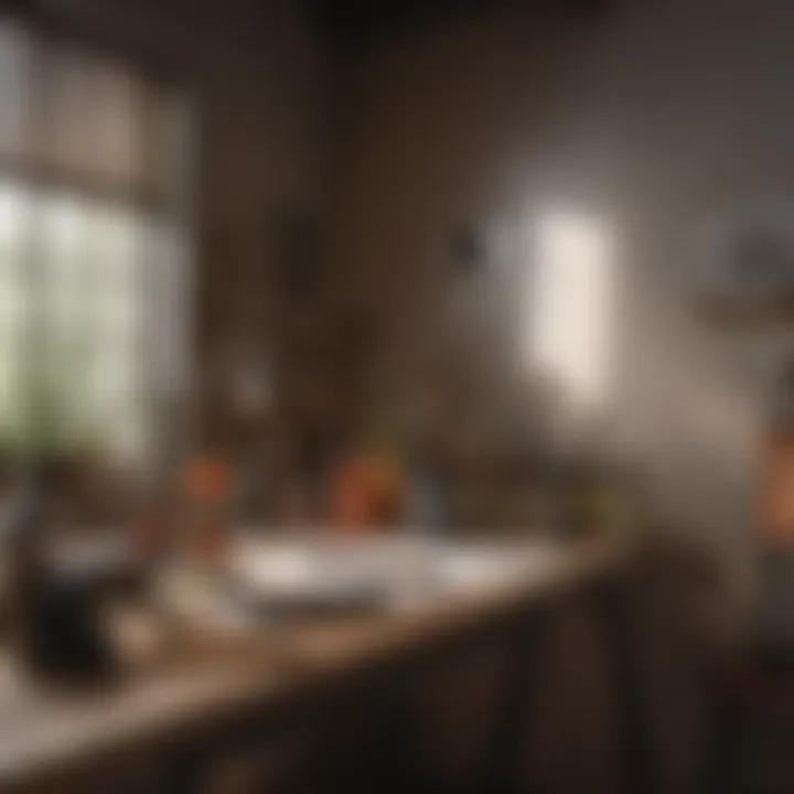 A workspace with various tools and tinted Kilz oil-based primer ready for use