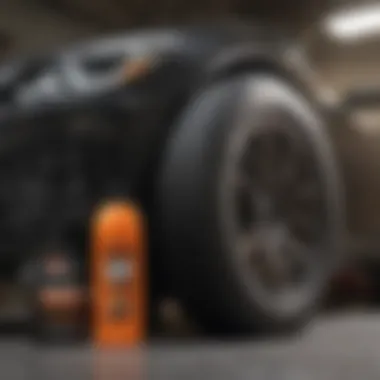Comparison of different tire care products on a table