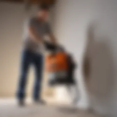 Electric Drywall Sander Demonstrating Efficiency Electric drywall sander in action