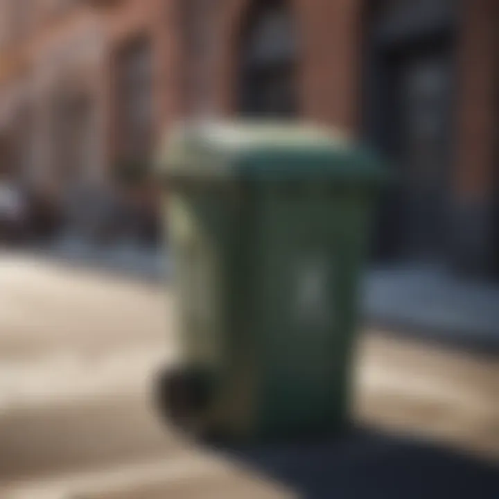 A Toter trash can in an urban environment promoting waste management