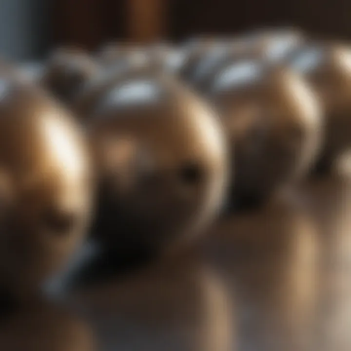 Different types of trailer ball locks displayed on a table