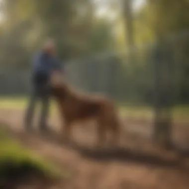 Training Techniques for Large Dogs in Fenced Spaces A training session demonstrating effective methods for large dogs in fenced areas