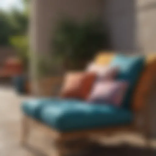 Vibrant patio cushions transformed by fabric spray paint