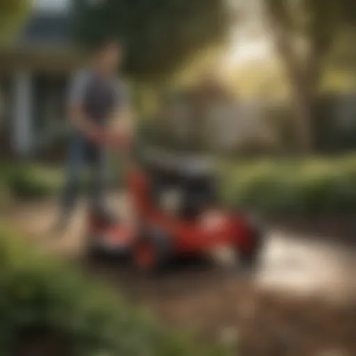Troy-Bilt Gas Powered Edger in action on a garden edge