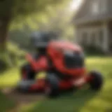 A sophisticated Troy-Bilt ride-on lawn mower in action