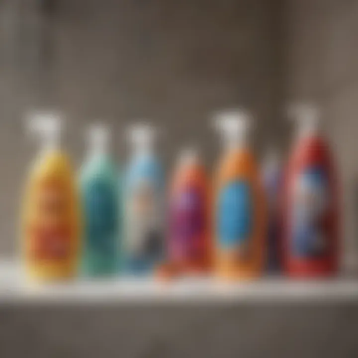 Selection of various tub and shower cleaners showcasing their packaging