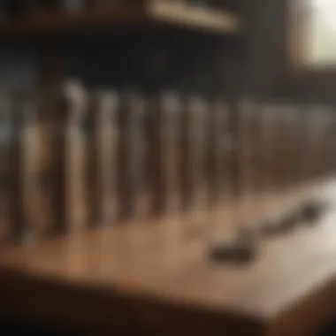 Comparison of various wood bolts on a workbench