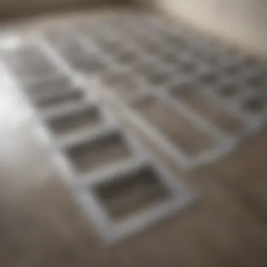 Different types of plastic floor vent deflectors displayed in a home setting