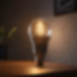 Illuminated LED bulb showcasing dimming feature