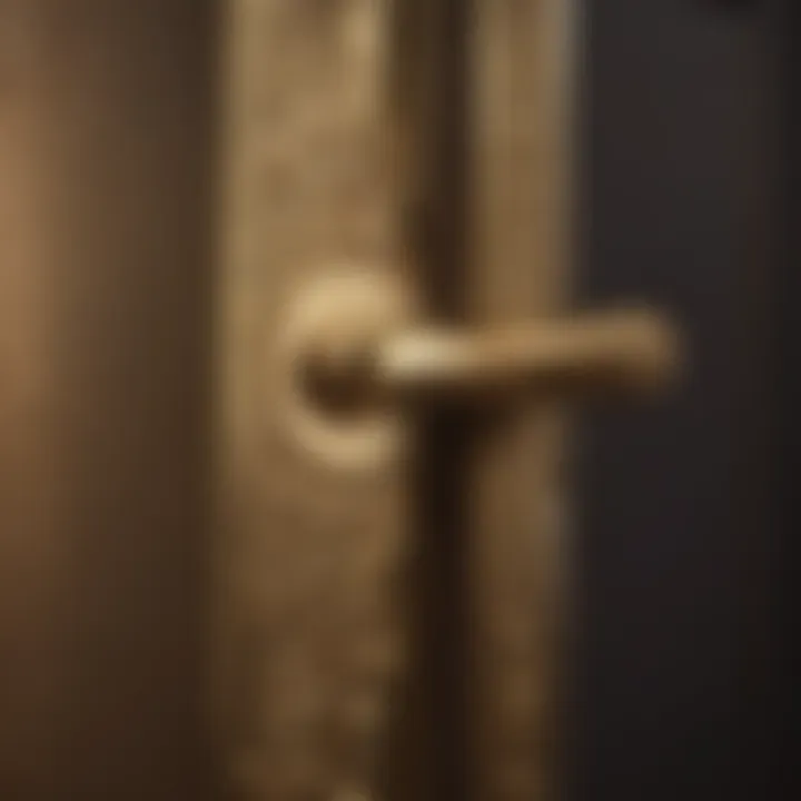 Geometric Gold Door Handle Luxurious gold-plated door handle with geometric patterns