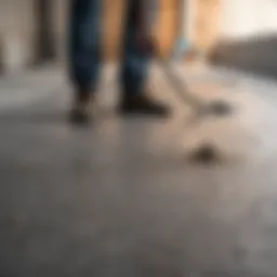 Concrete surface being prepped for spray paint