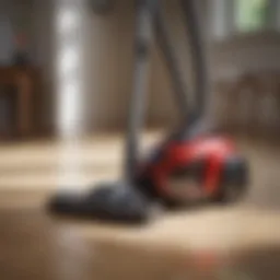 Modern, sleek vacuum cleaner in a stylish home setting