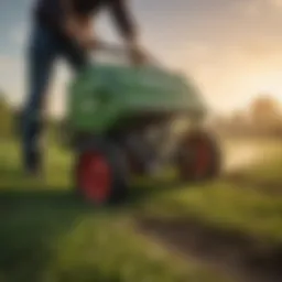 Grass Seed Spreader in Action