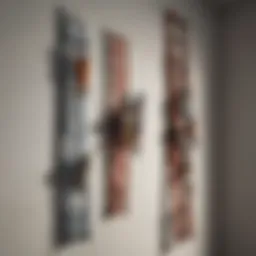 Illustration of various ladder tool holders hanging on a wall