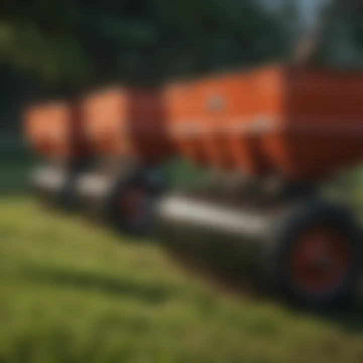 Comparison between different types of lawn seed spreaders showcasing their unique features
