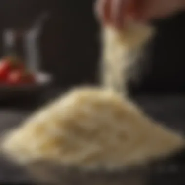 Mozzarella cheese being freshly grated