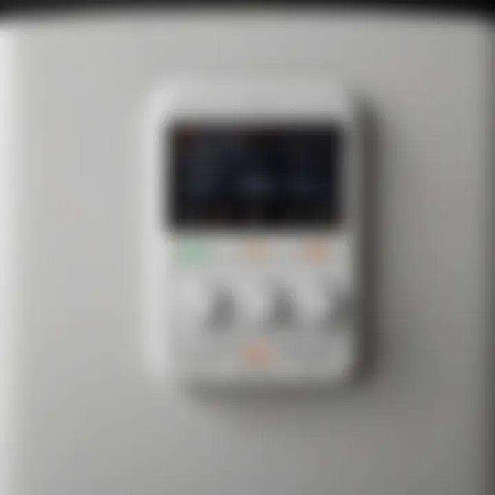Close-up of portable air conditioner control panel with sleek design