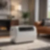Modern portable air conditioner unit in a stylish living room