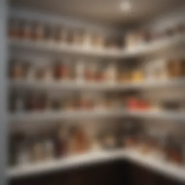 Organized pantry with decorative shelf liner