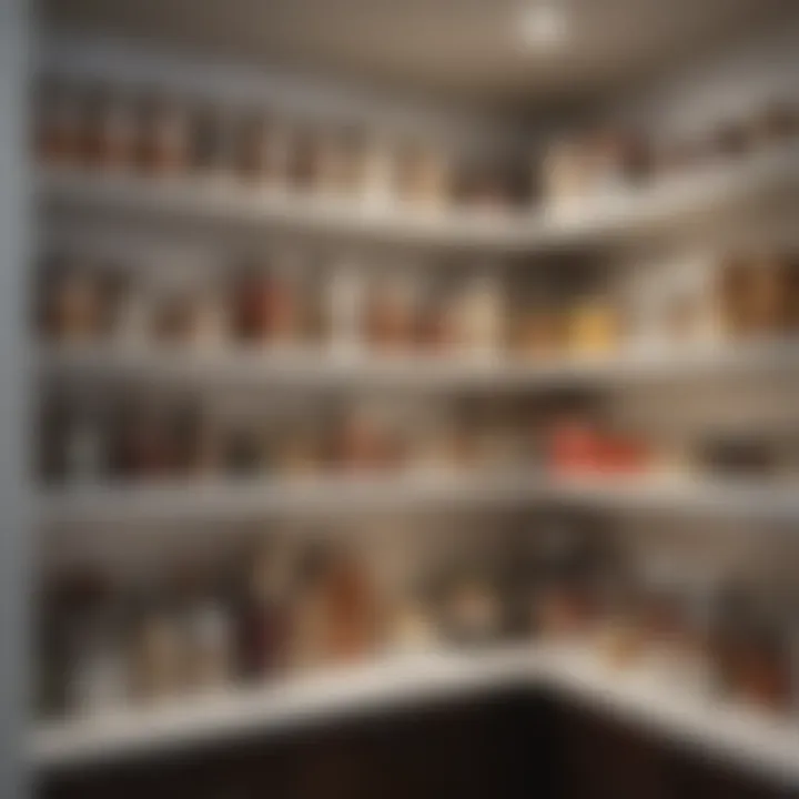 Organized pantry with decorative shelf liner