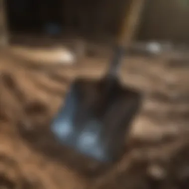 Durable material construction of a small trench shovel