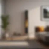 Modern wall-mounted heater in a stylish living room