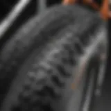 Close-up view of the tread pattern of the Bell mountain bike tire