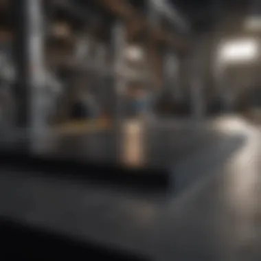 Black vinyl plastic sheets in an industrial setting