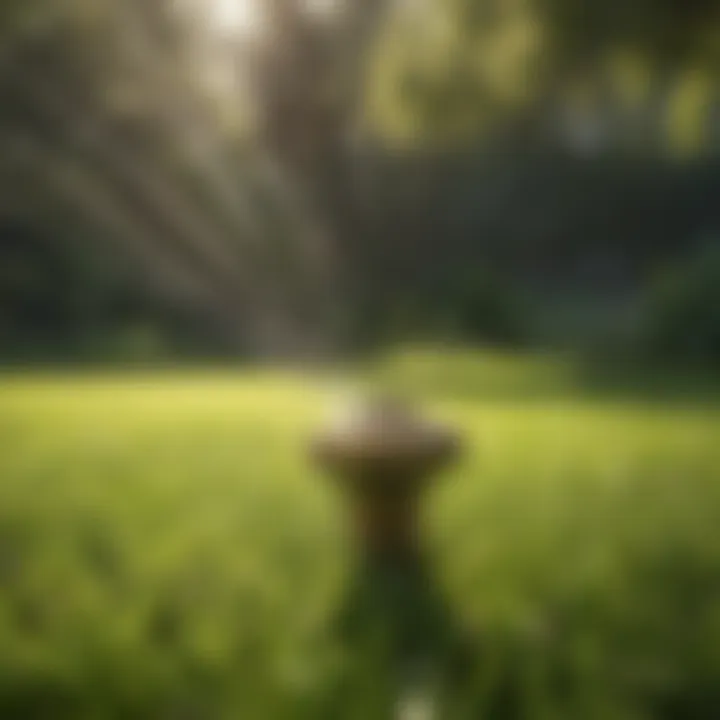 Brass sprinkler head installed in a lush green lawn