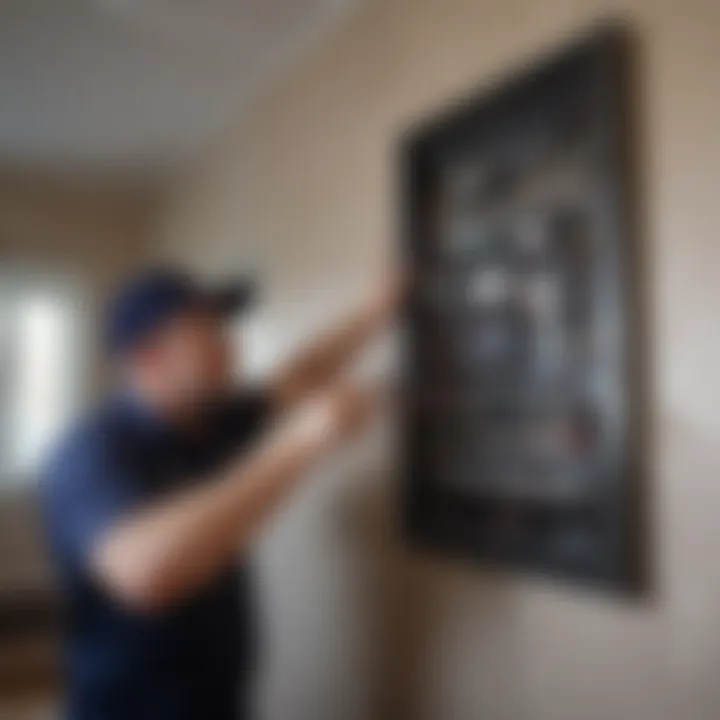 An electrician installing a breaker panel in a home