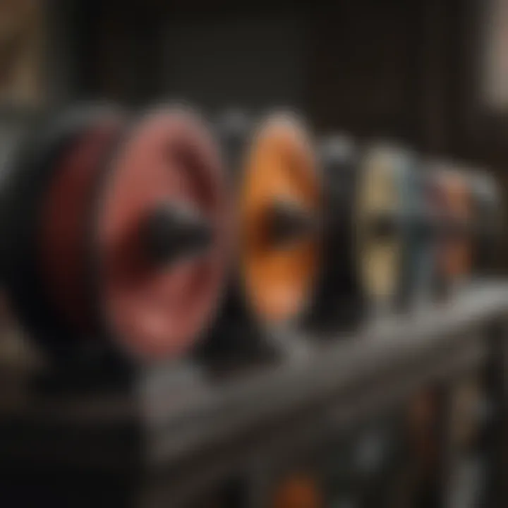 An array of different types of edger spools arranged aesthetically