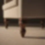 Close-up view of felt bumpers under chair legs