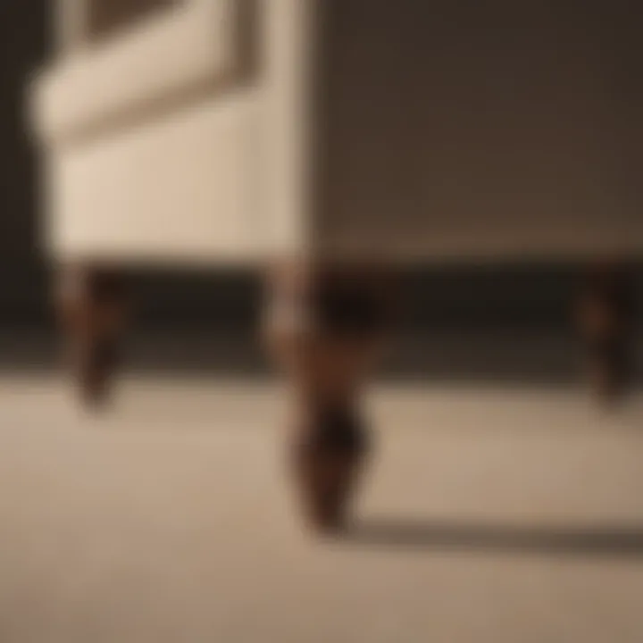 Close-up view of felt bumpers under chair legs