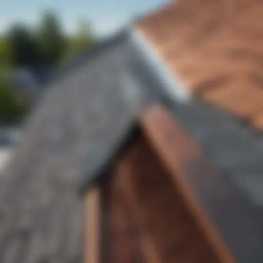 Close-up view of a 2x2 drip edge installed on a roofing system, showcasing its alignment and structure.