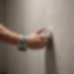 A close-up of a freshly applied Kilz primer on a textured wall